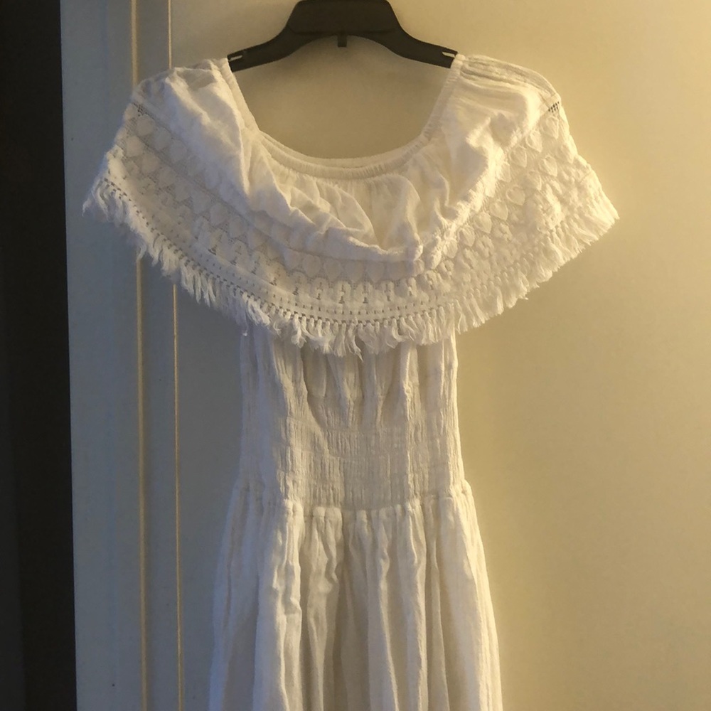 Off the shoulder white boho dress